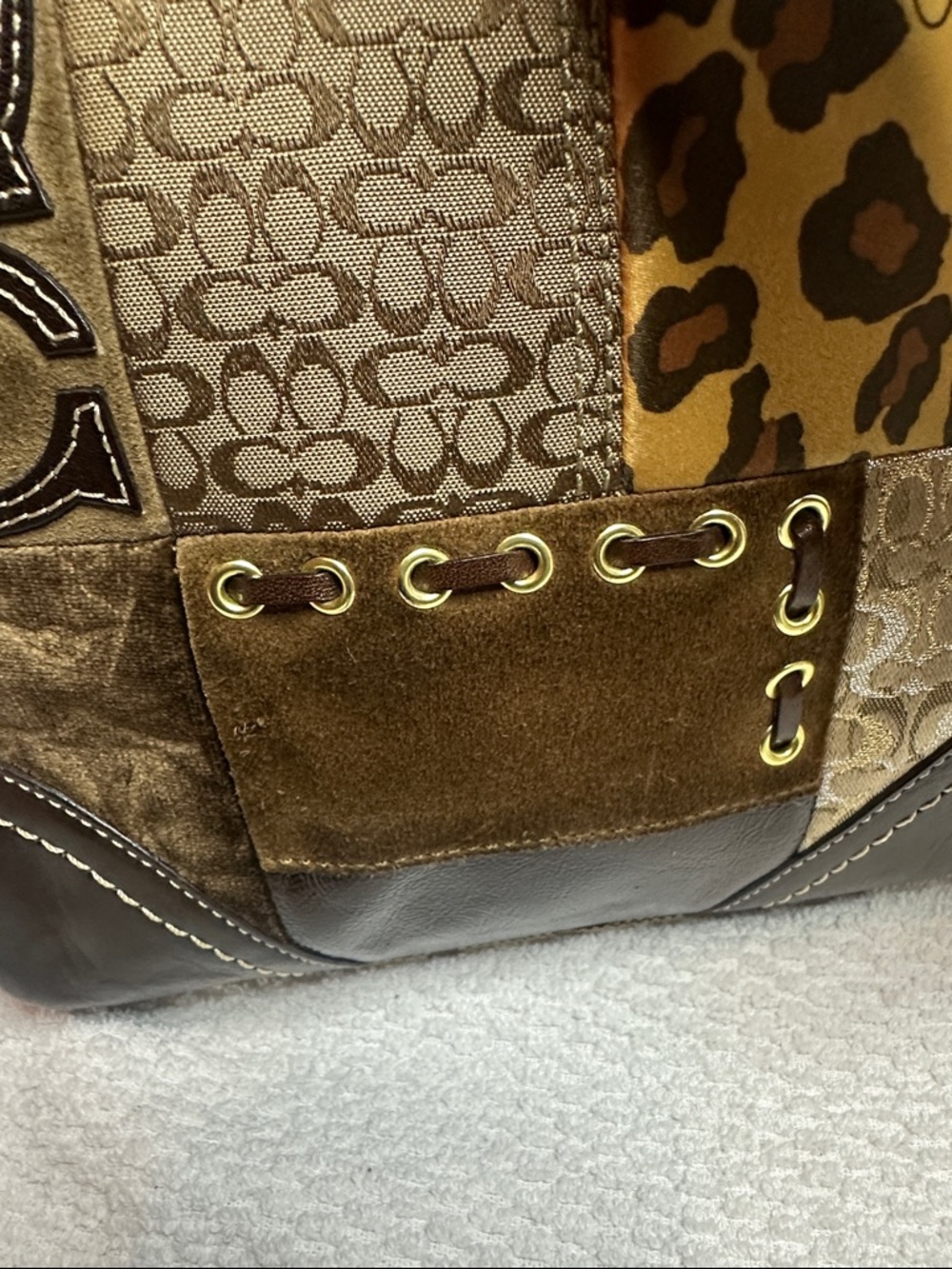 Coach 2008 Patchwork Leopard Accent Shoulder Bag in Brown, Tan, Gold - Picture 10 of 14
